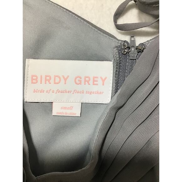 BIRDY GREY Sz S gray silver Spence V-Neck Bridesmaid Maxi Dress NWT b109 - Picture 8 of 9